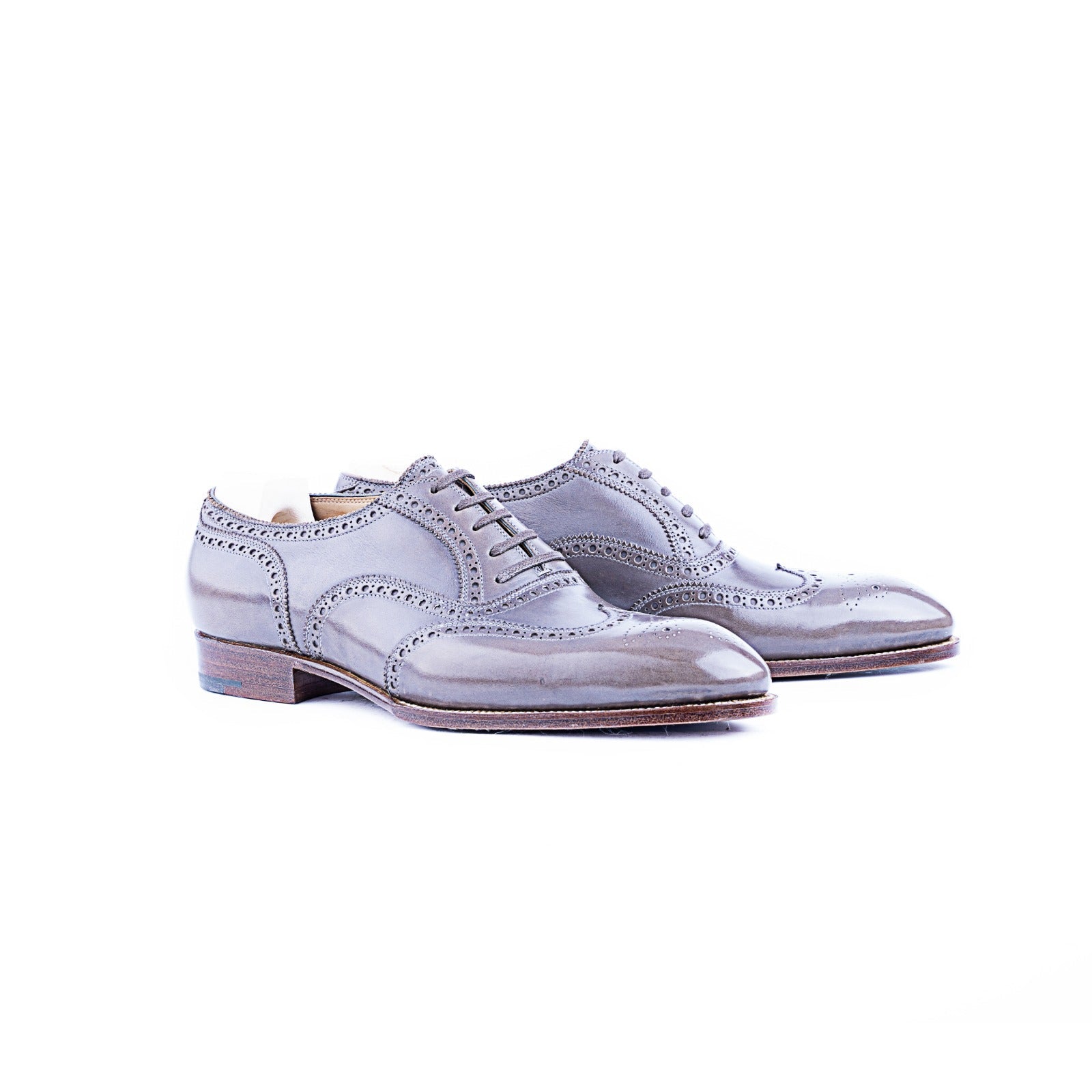 Wing Tipped Dress Oxford Fully Brogued In Grey
