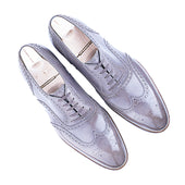 Wing Tipped Dress Oxford Fully Brogued In Grey