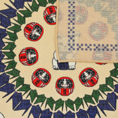 Fortune Motif Wool Silk Pocket Square 40x40cm