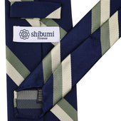 Japanese Repp Stripe Silk Tie Army
