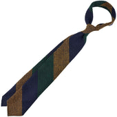 Striped Alpaca Silk Wool Grenadine Tie Forest