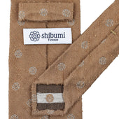 Shibumi Flower Shantung Silk Tie Beige Hand Rolled