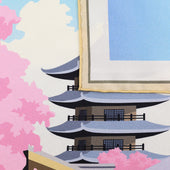 Kyoto Travel Poster Silk Pocket Square 40x40cm