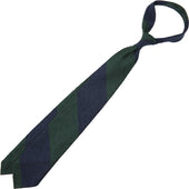 Block Stripe Shantung Silk Tie Forest Hand Rolled
