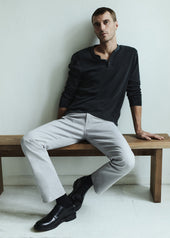 Elijah Straight Comfort Stretch Linen in Stone Grey