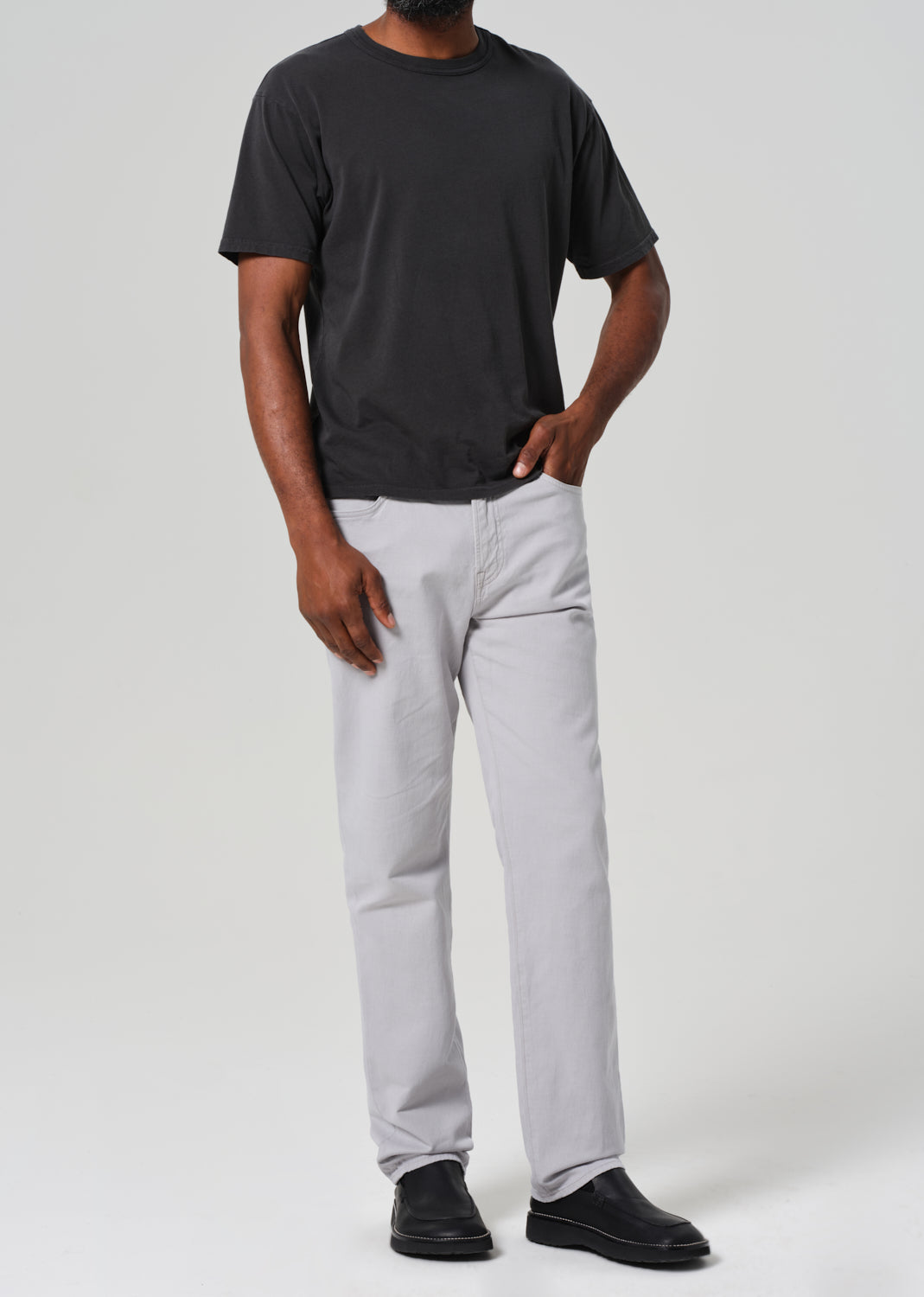 Elijah Relaxed Straight Comfort Stretch Linen in Hematite