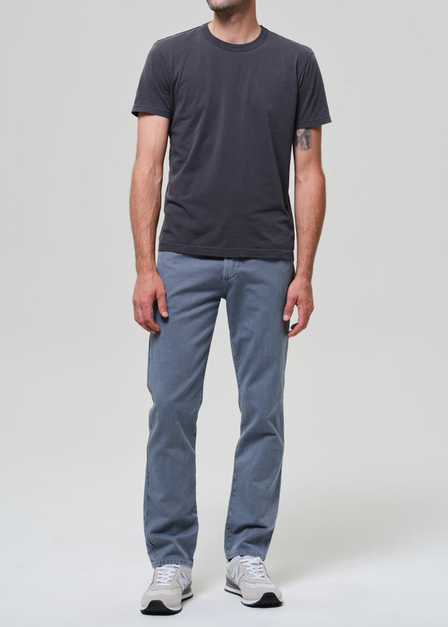 Elijah Straight Comfort Stretch Linen in Stone Blue