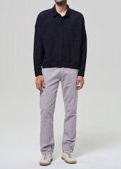 Elijah Straight Comfort Stretch Linen in Stone Grey