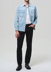 Elijah Straight Comfort Stretch Linen in Washed Black