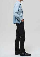 Elijah Straight Comfort Stretch Linen in Washed Black