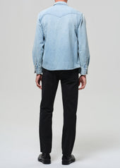 Elijah Straight Comfort Stretch Linen in Washed Black