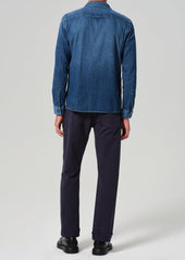 Elijah Straight Comfort Stretch Linen in Night Flight