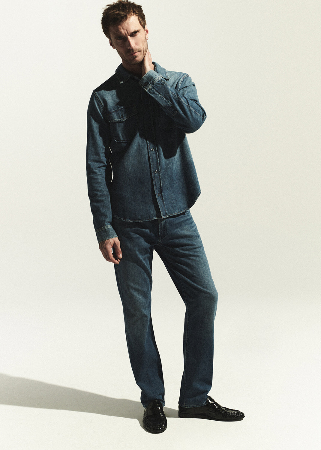 Elijah Straight Tropical Denim in Milestone