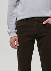 Elijah Straight Cashmere Touch Twill in Dark Olive