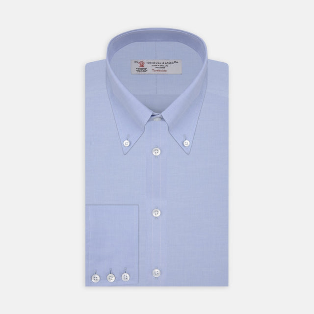 Light Blue Royal Oxford Cotton Shirt with Button-Down Collar and 3-Button Cuffs