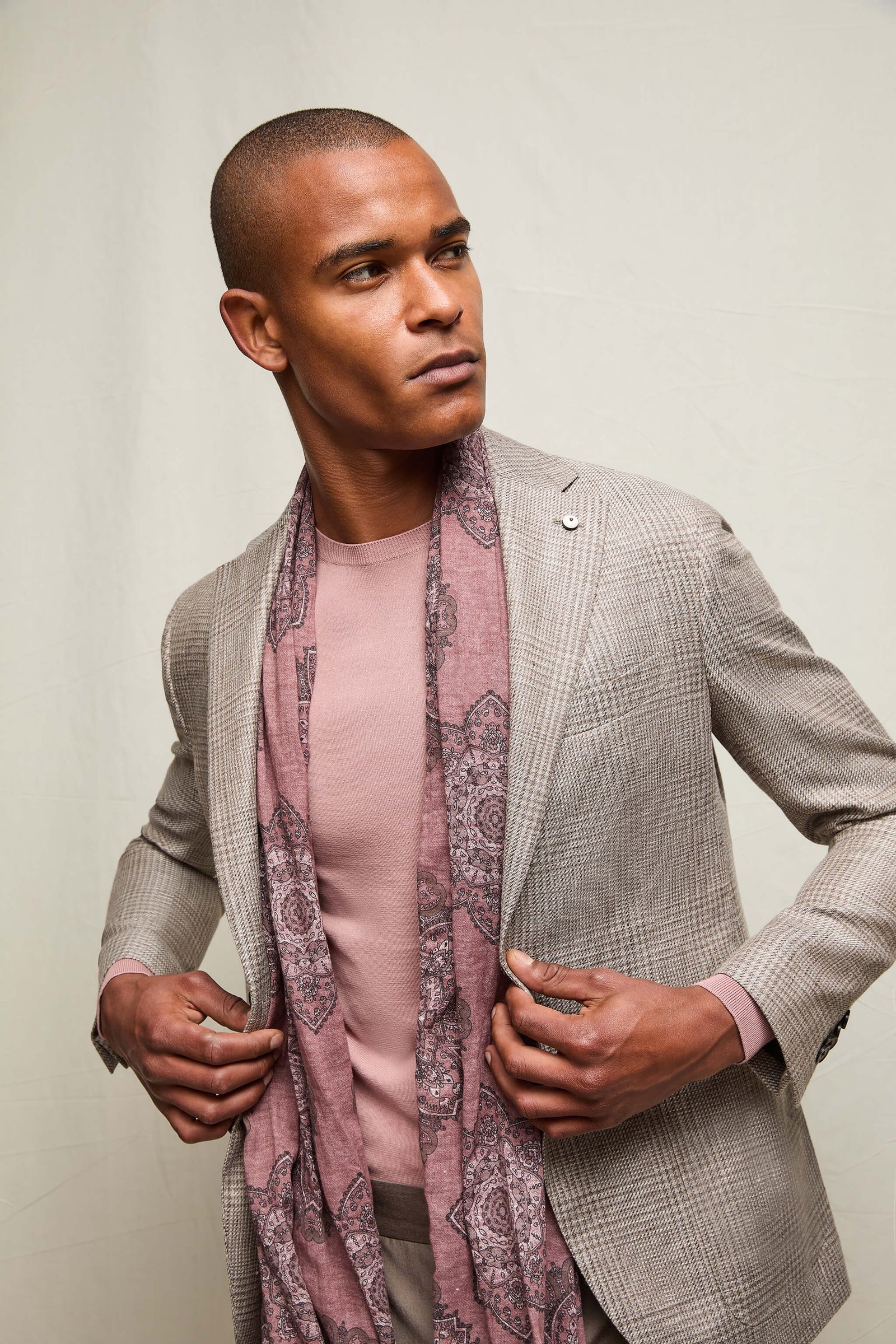Sciarpa In Cotone Fantasia Paisley Rosa