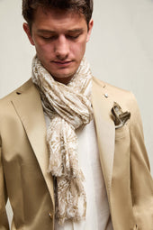 Sciarpa fantasia astratta beige chiaro