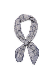 Foulard fantasia geometrica blu e grigio