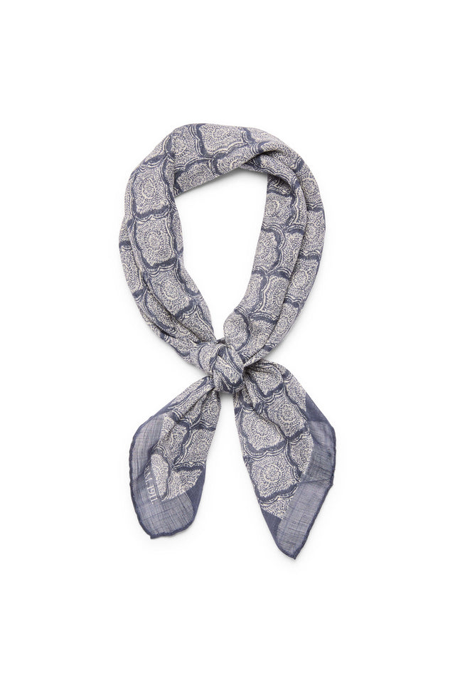 Foulard fantasia geometrica blu e grigio