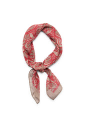 Foulard in cotone e lino fantasia botanica rosso