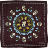 Fortune Motif Wool / Silk Pocket Square - Burgundy - 40x40cm