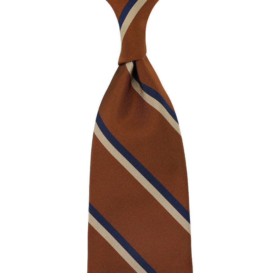 Repp Stripe Silk Tie Hand Rolled