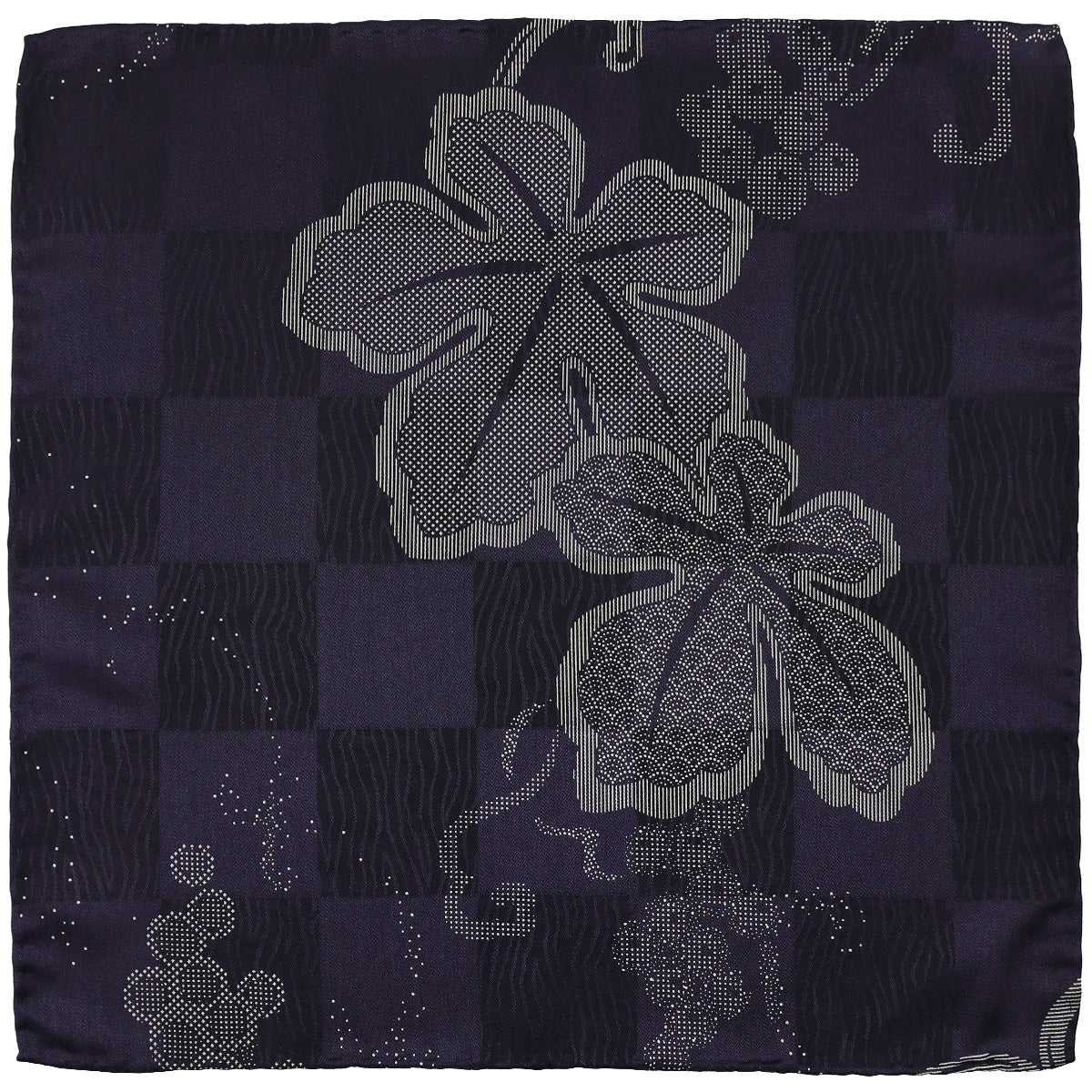 Vintage Kimono Silk Pocket Square Eggplant
