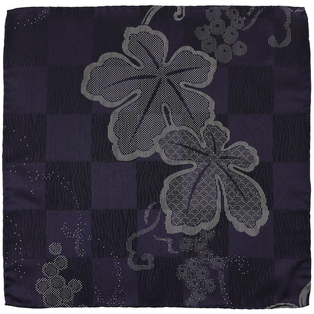 Vintage Kimono Silk Pocket Square - Eggplant