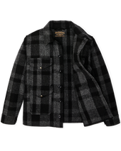 1940s Mackinaw Wool Cruiser Jacket - Charcoal / Black Heritage Plaid