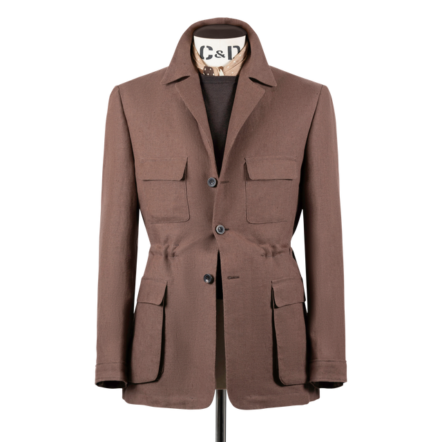 Safari Jacket in Chocolate Brown Linen