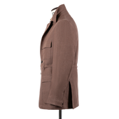 Safari Jacket In Chocolate Brown Linen