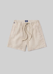 Drawstring Deck Linen Short in Wheat