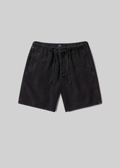Drawstring Deck Linen Short in Washed Black