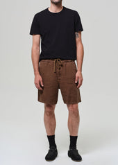 Drawstring Deck Linen Short in Kelp