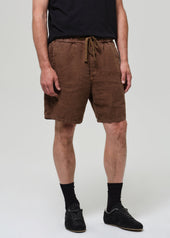 Drawstring Deck Linen Short in Kelp