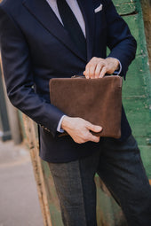Laptop Sleeve in Chocolate Brown Suede