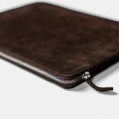 Laptop Sleeve in Chocolate Brown Suede