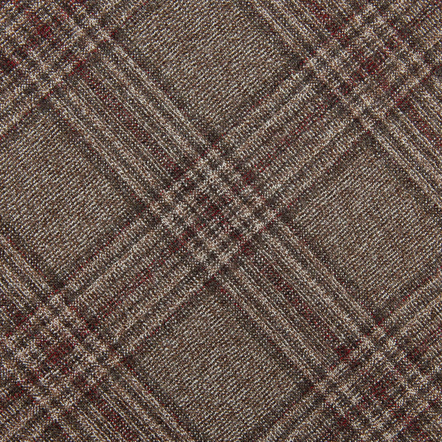 Checked Bespoke Wool Tie - Brown