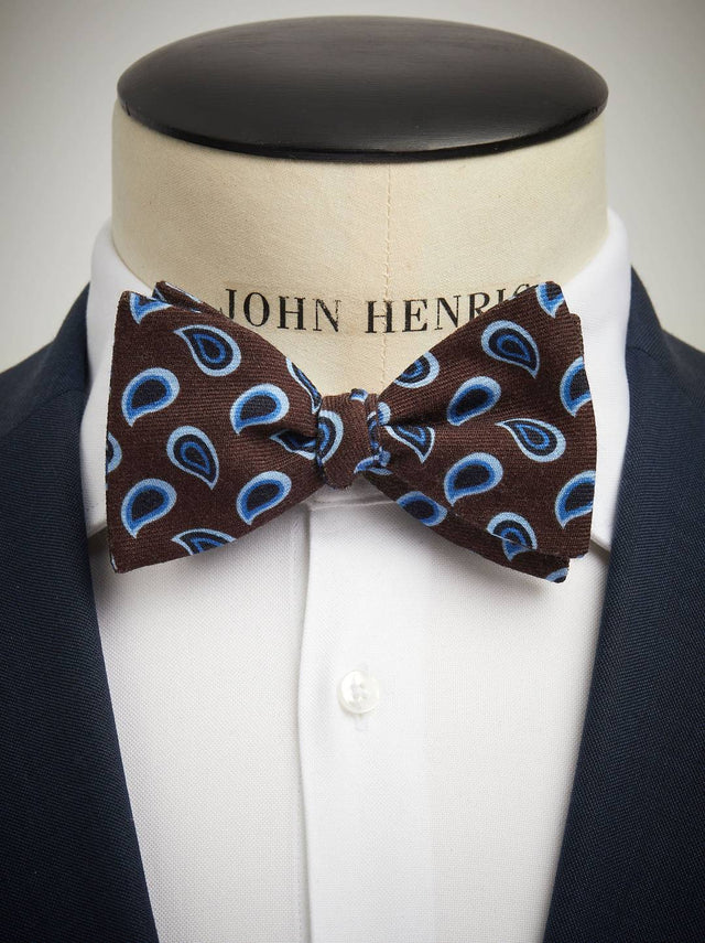 Bow Tie Wool Paisley Brown