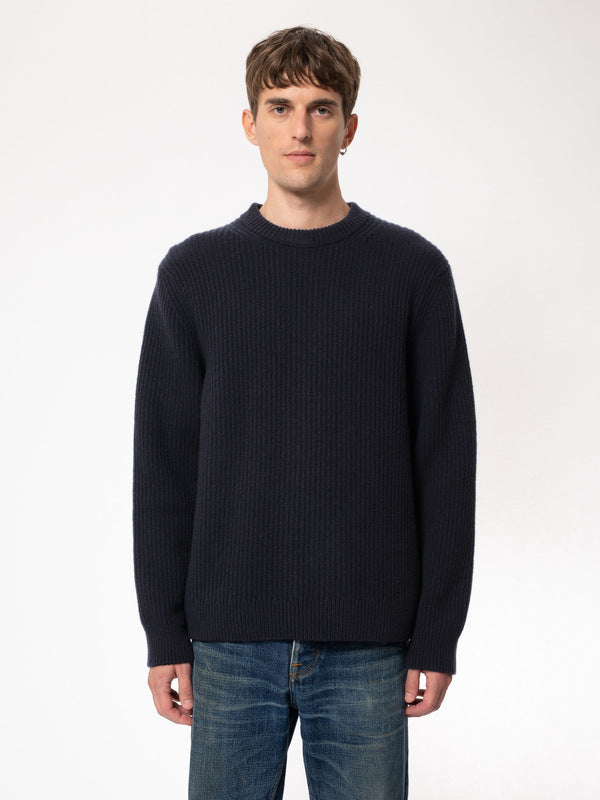August Rib Wool Navy