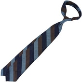 Striped Fina Grenadine Silk Tie Navy Blue