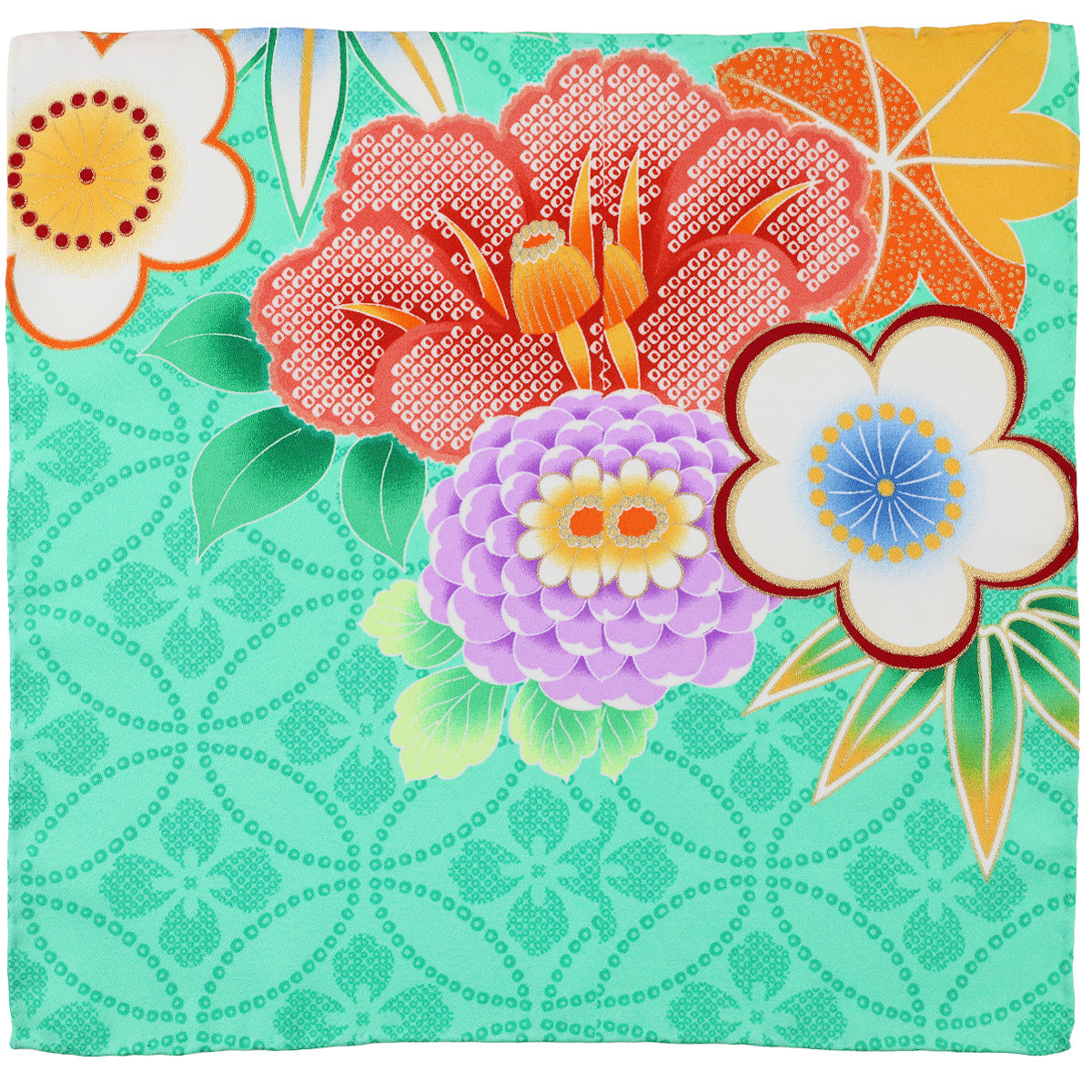 Vintage Kimono Silk Pocket Square Sea Green