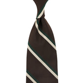 Repp Stripe Silk Tie - Espresso - Hand-Rolled
