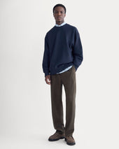 Twill Terry Jacquard Crew Sweatshirt | Navy