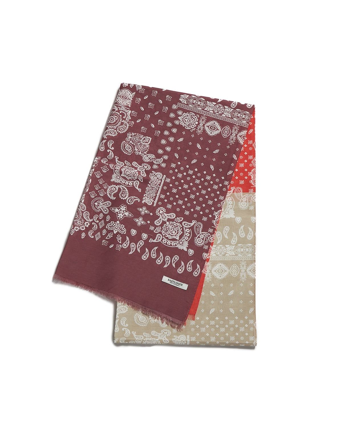 Silk Scarf Beige Purple Red