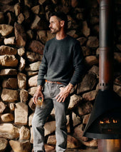 The Evans Crew in Charcoal Birdseye Wool