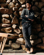 The Evans Crew in Charcoal Birdseye Wool