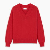 Raspberry Red Cashmere Edwards V Neck Sweater