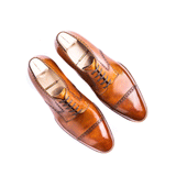 Long Wing Derby Brogued Straight Toe Cap And Top Line