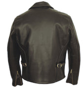 689H - Horsehide Black Racer Motorcycle Leather Jacket